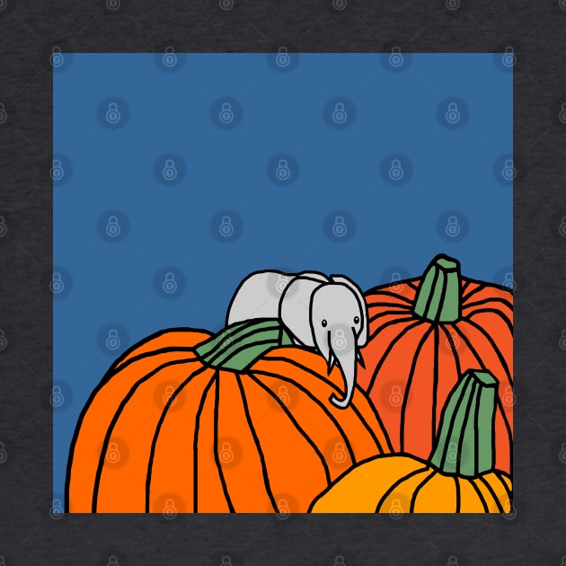 Cute Mini Elephant in the Pumpkin Patch by ellenhenryart